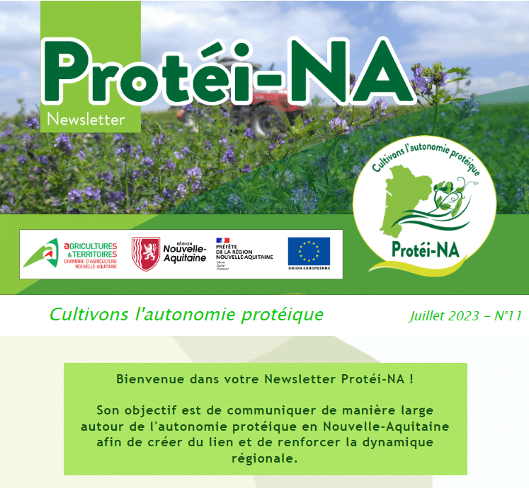 Protéi-NA, la newsletter de juillet 2023 de la chambre d’agriculture de Nouvelle-Aquitaine