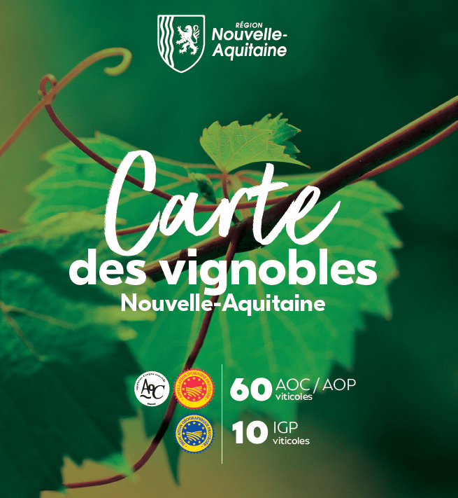 La carte des Vins & Spiritueux AOP et AOC de Nouvelle-Aquitaine